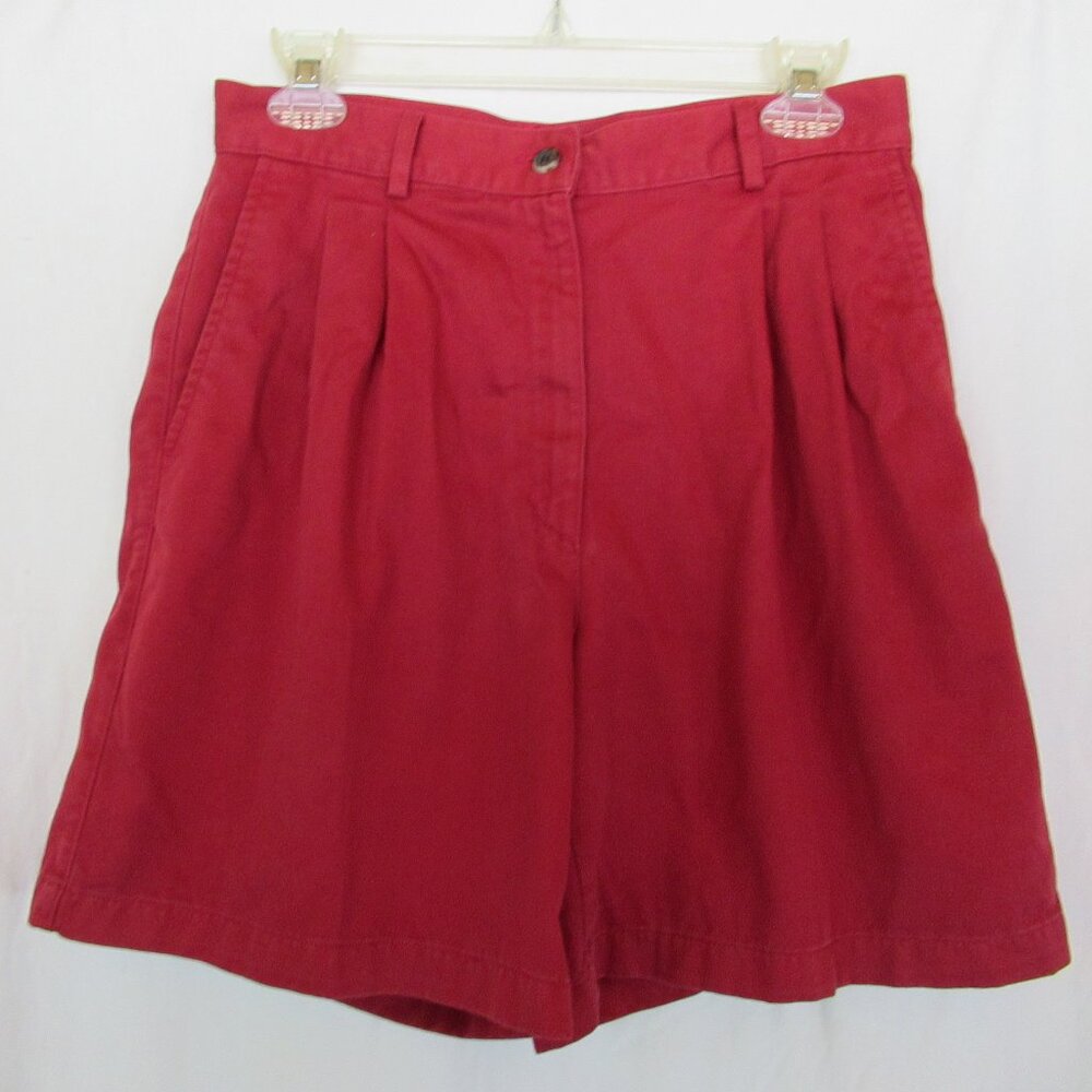 L.L.Bean shorts Small red pleated cotton inseam 7"
